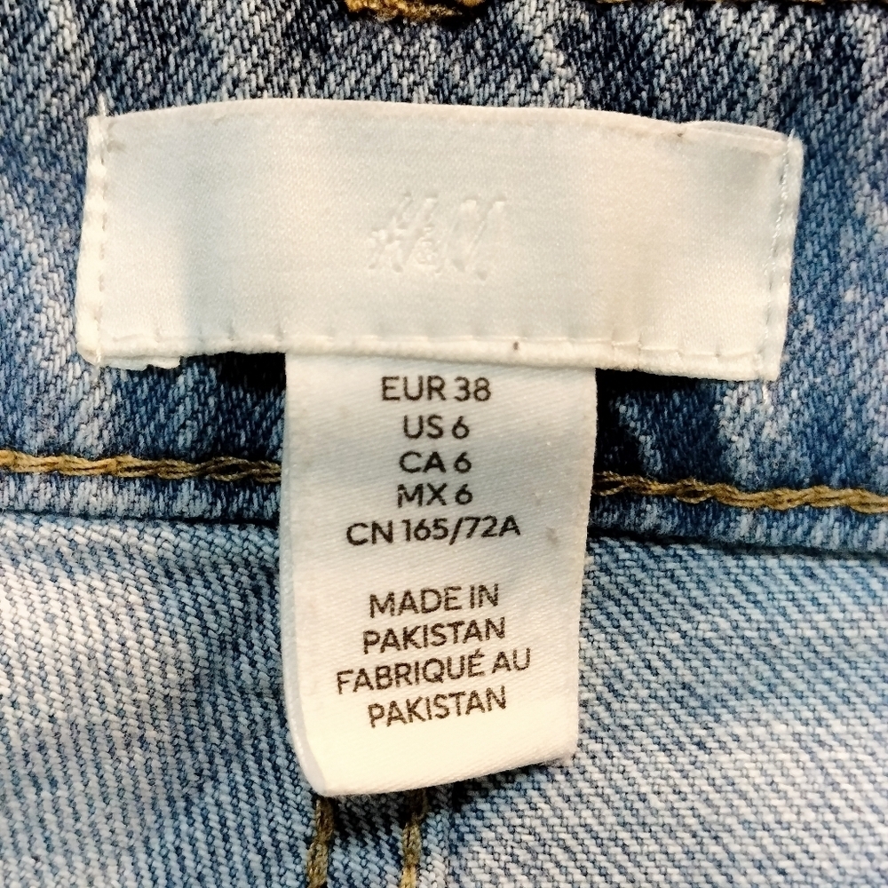 H&M High Rise Wide Leg Jeans Light Wash Denim Size 6 Straight Relaxed Fit - Picture 4 of 6